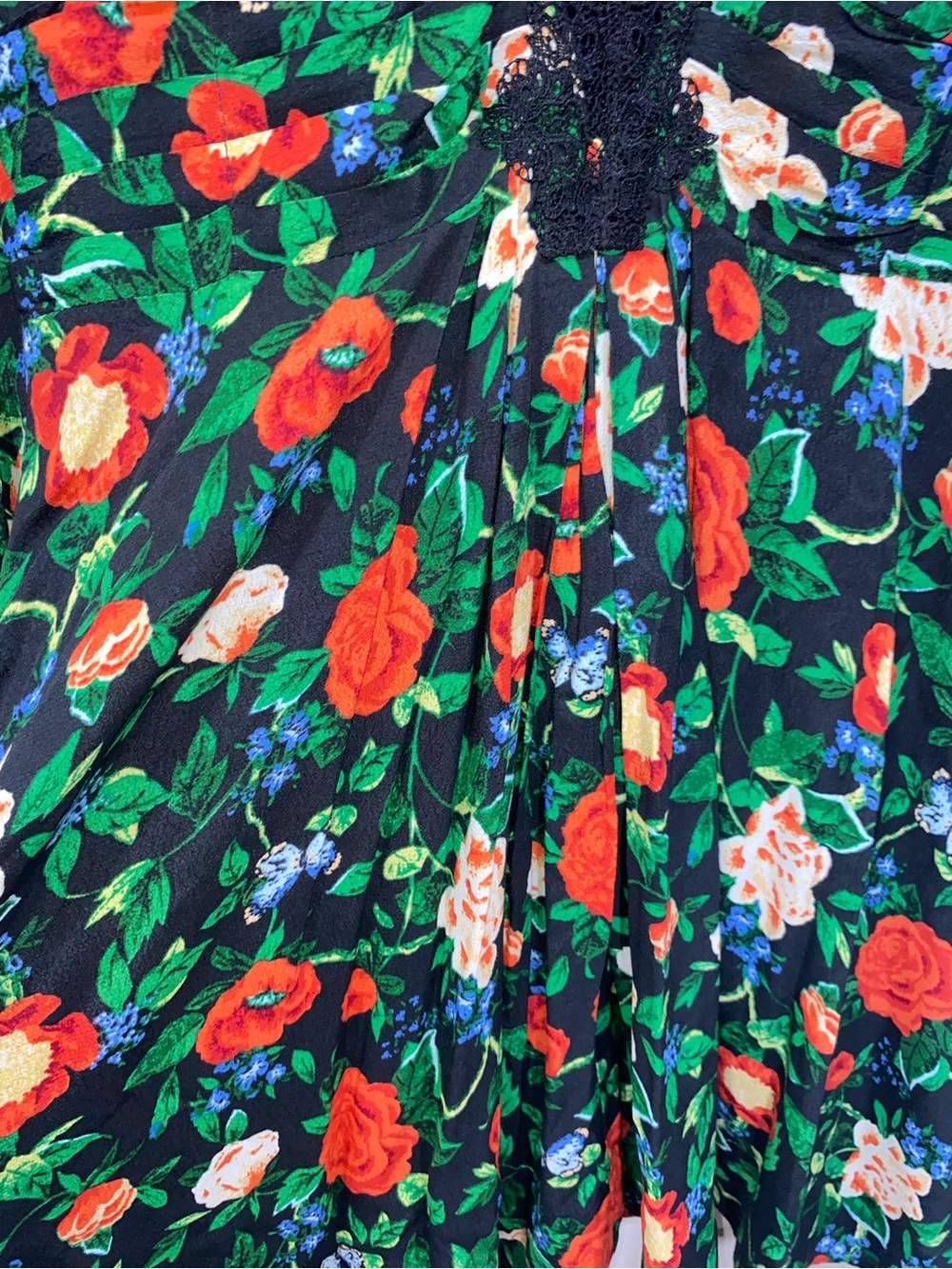 Anthropologie Lacy V-Neck Floral Mini Long Sleeve Lace Detail Boho A-Line dress - Picture 12 of 13
